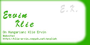 ervin klie business card